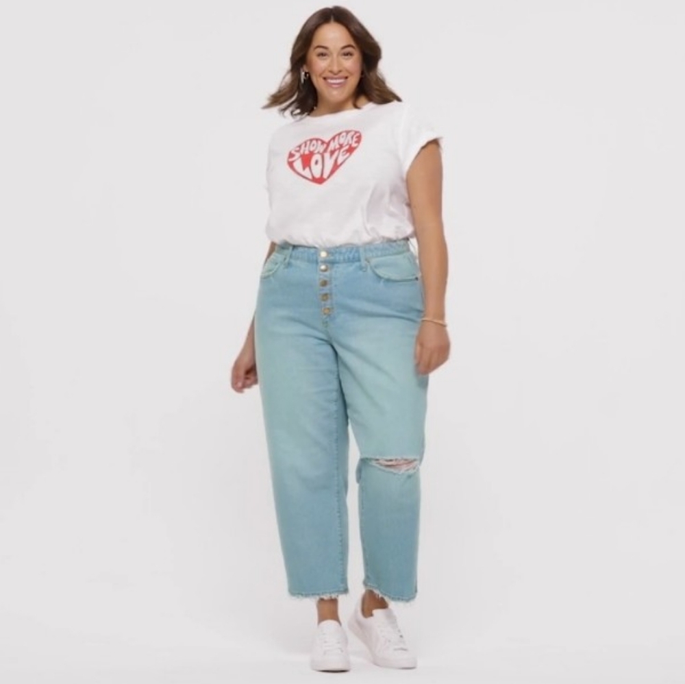 Universal Thread Jeans Women's 22W Blue Curvy Fit High-Rise Vtg Straight Cropped